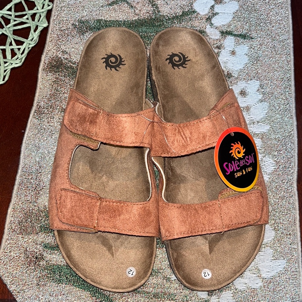 Sole del Sol Velcro Vegan Leather Birkenstock Style Sandals Sz 11 NWT